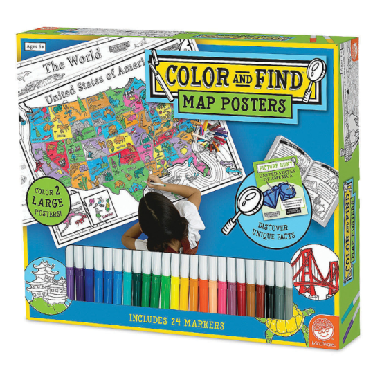 Color & Find Map Posters