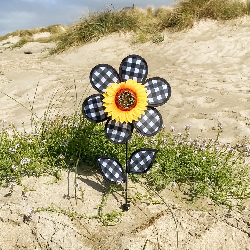 12" Gingham Sunflower Spinner