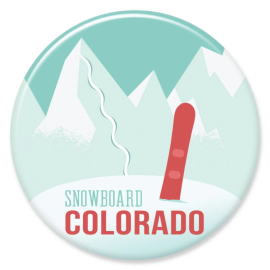 Snowboard Colorado Button Magnet