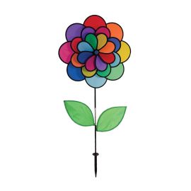 Triple Wheel Petal Flower with Leaves Lawn Spinner