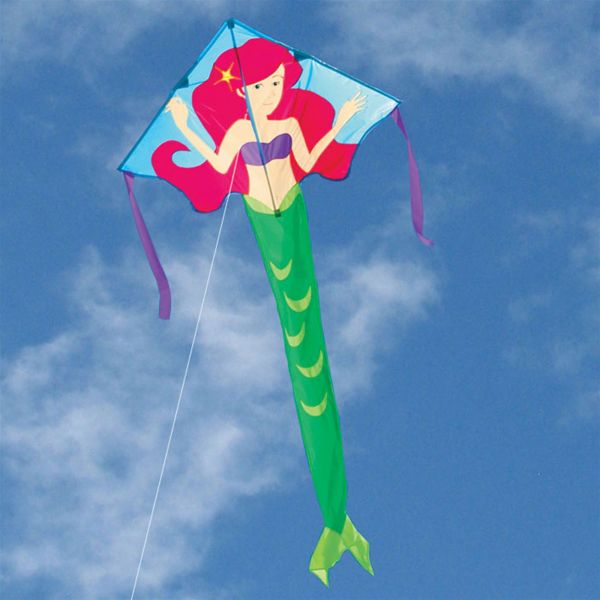 46 X 90 Kite Large Easy Flyer Arianna Mermaid with 300 Ft 30lb Test Kite String and Winder Premier Kites & Designs 44131